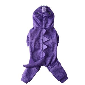 Funny Purple Dinosaur Costume Pet Four-Leg Warm Hoodie